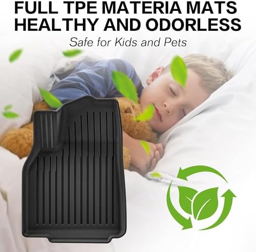 WEIZE Tesla Model Y Juniper Floor Mats 2025 2026  11 PCS Full Set All Weather Non Slip Floor Mats & Cargo Liners  Black Car Mats for Tesla Interior Accessories