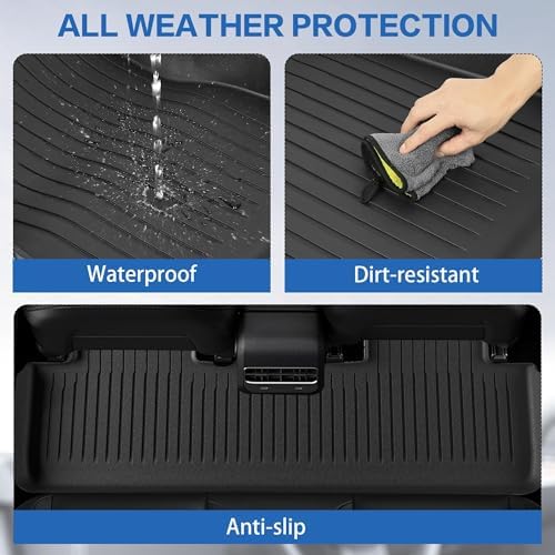 WEIZE Tesla Model Y Juniper Floor Mats 2025 2026  11 PCS Full Set All Weather Non Slip Floor Mats & Cargo Liners  Black Car Mats for Tesla Interior Accessories