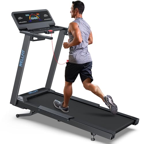WELLFIT Auto Incline Treadmill  10  Incline Heavyduty Treadmill with Pulse Sensor  4 5HP  10 MPH  500 lbs Capacity  20 x 55 Running Area Treadmills with Bluetooth Player & LED Display