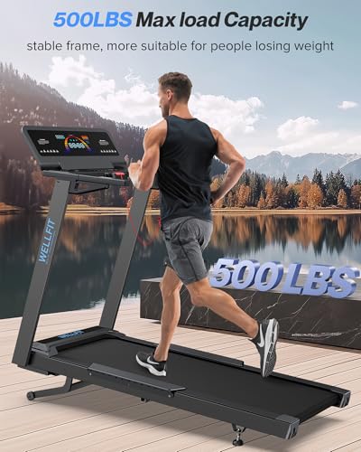WELLFIT Auto Incline Treadmill  10  Incline Heavyduty Treadmill with Pulse Sensor  4 5HP  10 MPH  500 lbs Capacity  20 x 55 Running Area Treadmills with Bluetooth Player & LED Display