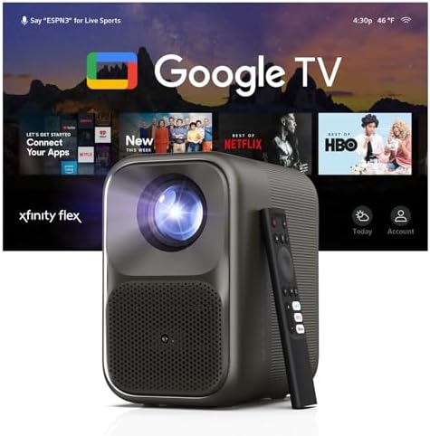 WEMAX Smart Google TV Projector with Licensed Netflix  4K Decoding  500 ISO Lumens  Outdoor Movie Projector with WiFi and Bluetooth  FHD 1080P Projector for Home Theater with 10W Dolby Audio Speaker