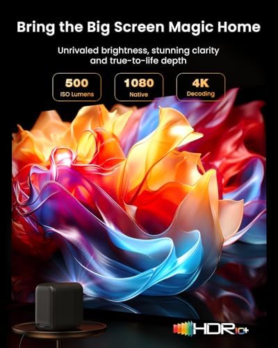 WEMAX Smart Google TV Projector with Licensed Netflix  4K Decoding  500 ISO Lumens  Outdoor Movie Projector with WiFi and Bluetooth  FHD 1080P Projector for Home Theater with 10W Dolby Audio Speaker