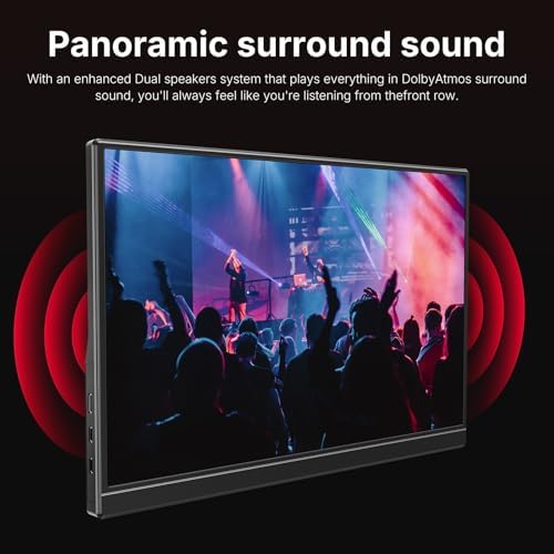 WGK 15 6 inch Portable Monitor 1080P FHD Travel Display HDMI/USB C Compatible with Laptops  Desktops  Phones  PS  Mac  Xbox  Switch  and Other Gaming Devices Includes Stand and Speakers VESA