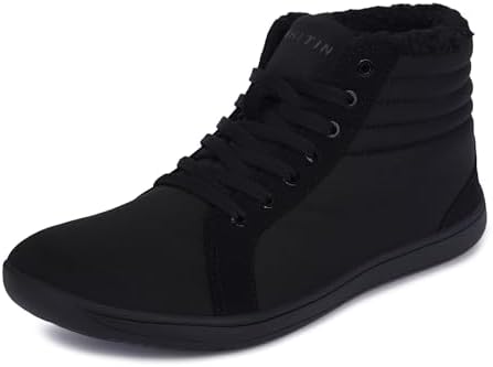 WHITIN Mens Wide Winter Barefoot Shoes   Hi top Minimalist Sneakers   Zero Drop Sole   Optimal Warmth & Protection