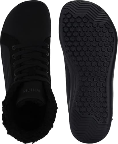 WHITIN Mens Wide Winter Barefoot Shoes   Hi top Minimalist Sneakers   Zero Drop Sole   Optimal Warmth & Protection