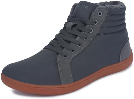 WHITIN Mens Wide Winter Barefoot Shoes   Hi top Minimalist Sneakers   Zero Drop Sole   Optimal Warmth & Protection