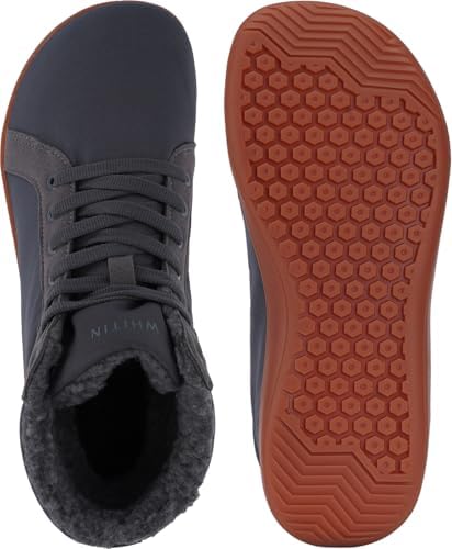 WHITIN Mens Wide Winter Barefoot Shoes   Hi top Minimalist Sneakers   Zero Drop Sole   Optimal Warmth & Protection