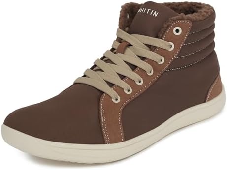 WHITIN Mens Wide Winter Barefoot Shoes   Hi top Minimalist Sneakers   Zero Drop Sole   Optimal Warmth & Protection