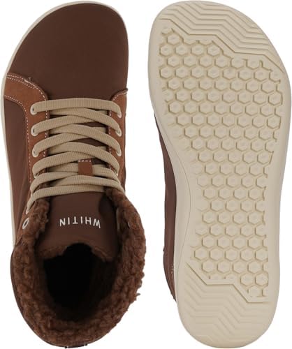 WHITIN Mens Wide Winter Barefoot Shoes   Hi top Minimalist Sneakers   Zero Drop Sole   Optimal Warmth & Protection