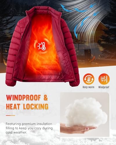 WHN Chaqueta acolchada para hombre, ligera, impermeable, resistente al viento, cuello alto, con cremallera completa, con 3 bolsillos