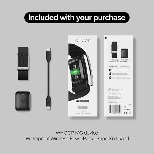 WHOOP 5 0/MG Activity Tracker   12 Month Membership   Health and Fitness Wearable   24/7 Activity and Sleep Tracker  Personalized Coaching  Menstrual Cycle Insights   14  Days Battery Life