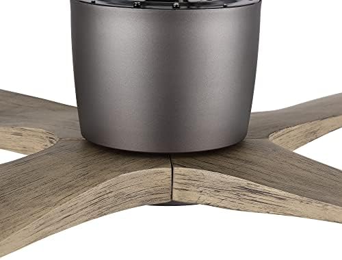 WINGBO 54 Inch Flush Mount DC Ceiling Fan without Lights  4 Reversible Carved Wood Blades  6 Speed Noiseless DC Motor  Hugger Ceiling Fan No Lights in Graphite Finish with Gray Blades  ETL Listed