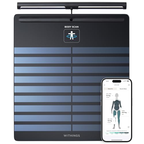 WITHINGS Body Scan   Connected WiFi Scale to Improve Your Health  BIA Personal Scale  Body Composition Analysis  Body Fat  Muscle Mass  Water Percentage
