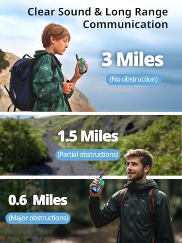Walkie Talkies for Kids Rechargeable Toys for Boys and Girls Ages 3 12  3 Pack Long Range 2 Way Radios  Birthday Gifts Christmas Stockings  Outdoor Play  Family Games  Hiking Camping Gear