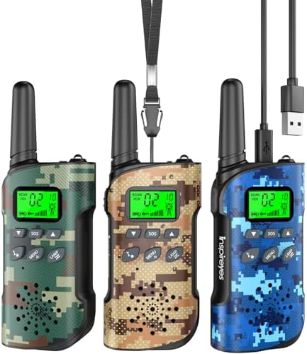 Walkie Talkies for Kids Rechargeable Toys for Boys and Girls Ages 3 12  3 Pack Long Range 2 Way Radios  Birthday Gifts Christmas Stockings  Outdoor Play  Family Games  Hiking Camping Gear