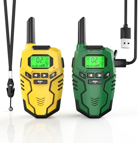 Walkie Talkies for Kids Rechargeable Toys for Boys and Girls Ages 3 12  3 Pack Long Range 2 Way Radios  Birthday Gifts Christmas Stockings  Outdoor Play  Family Games  Hiking Camping Gear