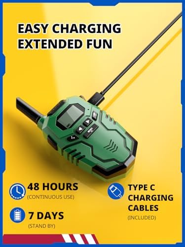 Walkie Talkies for Kids Rechargeable Toys for Boys and Girls Ages 3 12  3 Pack Long Range 2 Way Radios  Birthday Gifts Christmas Stockings  Outdoor Play  Family Games  Hiking Camping Gear
