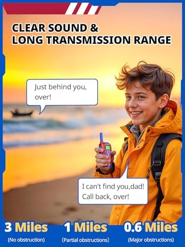 Walkie Talkies for Kids Rechargeable Toys for Boys and Girls Ages 3 12  3 Pack Long Range 2 Way Radios  Birthday Gifts Christmas Stockings  Outdoor Play  Family Games  Hiking Camping Gear