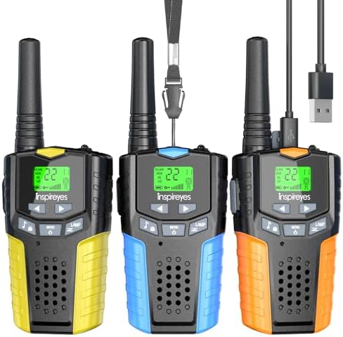 Walkie Talkies for Kids Rechargeable Toys for Boys and Girls Ages 3 12  3 Pack Long Range 2 Way Radios  Birthday Gifts Christmas Stockings  Outdoor Play  Family Games  Hiking Camping Gear