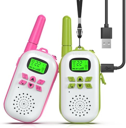 Walkie Talkies for Kids Rechargeable Toys for Boys and Girls Ages 3 12  3 Pack Long Range 2 Way Radios  Birthday Gifts Christmas Stockings  Outdoor Play  Family Games  Hiking Camping Gear