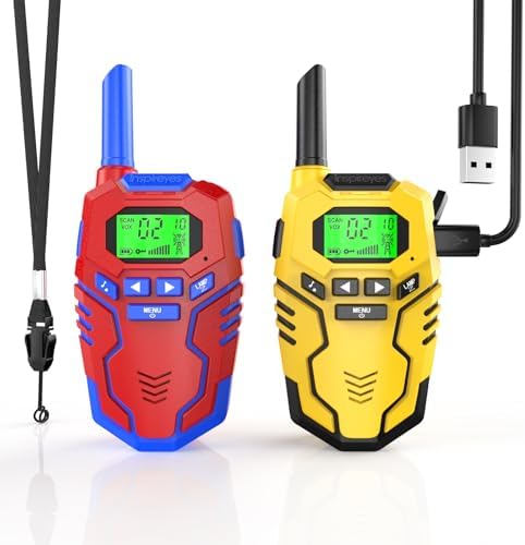 Walkie Talkies for Kids Rechargeable Toys for Boys and Girls Ages 3 12  3 Pack Long Range 2 Way Radios  Birthday Gifts Christmas Stockings  Outdoor Play  Family Games  Hiking Camping Gear