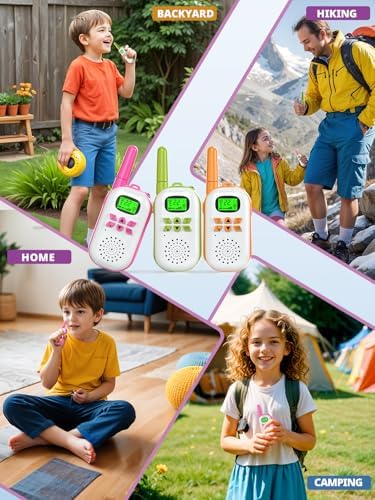 Walkie Talkies for Kids Rechargeable Toys for Boys and Girls Ages 3 12  3 Pack Long Range 2 Way Radios  Birthday Gifts Christmas Stockings  Outdoor Play  Family Games  Hiking Camping Gear