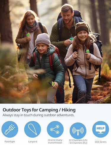 Walkie Talkies for Kids Rechargeable Toys for Boys and Girls Ages 3 12  3 Pack Long Range 2 Way Radios  Birthday Gifts Christmas Stockings  Outdoor Play  Family Games  Hiking Camping Gear