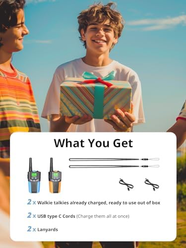 Walkie Talkies for Kids Rechargeable Toys for Boys and Girls Ages 3 12  3 Pack Long Range 2 Way Radios  Birthday Gifts Christmas Stockings  Outdoor Play  Family Games  Hiking Camping Gear