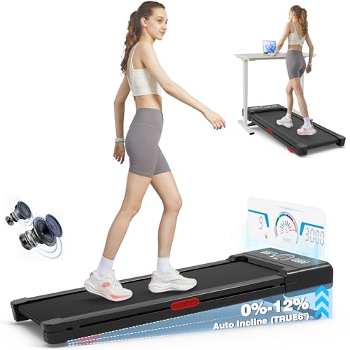Walking Pad Treadmill with 12  9 Level Auto Incline  450 lbs Capacity RGB LED Screen  Bluetooth Speaker Under Desk Treadmill  Compact Treadmills for Home Hiking