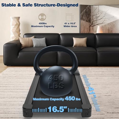 Walking Pad Treadmill with 12  9 Level Auto Incline  450 lbs Capacity RGB LED Screen  Bluetooth Speaker Under Desk Treadmill  Compact Treadmills for Home Hiking