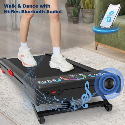 Walking Pad Treadmill with 12  9 Level Auto Incline  450 lbs Capacity RGB LED Screen  Bluetooth Speaker Under Desk Treadmill  Compact Treadmills for Home Hiking