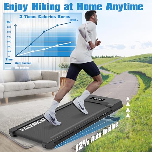 Walking Pad Treadmill with 12  9 Level Auto Incline  450 lbs Capacity Bluetooth Speaker Under Desk Treadmills for Home Hiking  5 MPH