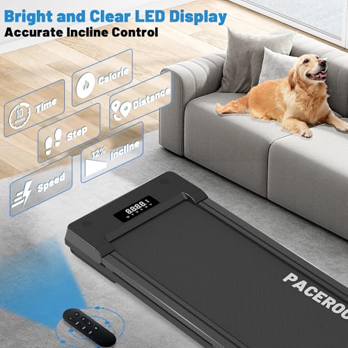 Walking Pad Treadmill with 12  9 Level Auto Incline  450 lbs Capacity Bluetooth Speaker Under Desk Treadmills for Home Hiking  5 MPH