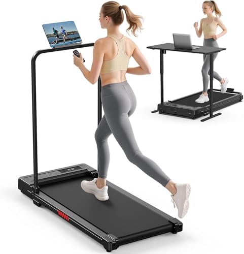 Walking Pad Treadmill for Home   Folding Treadmills with Handle Bar Portable Compact Fold up Indoor Foldable Handles Electric Walk Pads Small Spaces Mini Running Quiet Under Bed Office