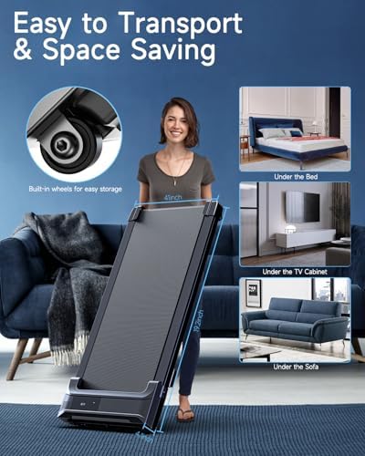 Walking Pad Treadmill for Home   Under Desk Treadmills Mini Portable Walking Running Machine Slim Compact Motorized Electric Treadmill with Adjustable Speed Remote