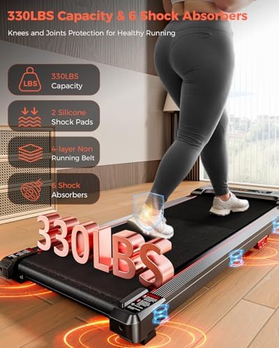 Walking Pad Treadmill  Anylife Incline Walking Pads Under Desk 330lb Capacity  2 5HP Portable Treadmills for Home  Compact Treadmill Small Running Pad with LED Display  Remote Control