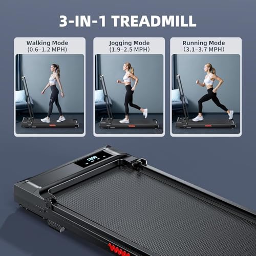 Walking Pad Treadmill for Home   Folding Treadmills with Handle Bar Portable Compact Fold up Indoor Foldable Handles Electric Walk Pads Small Spaces Mini Running Quiet Under Bed Office