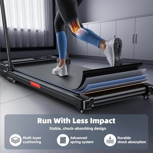 Walking Pad Treadmill for Home   Folding Treadmills with Handle Bar Portable Compact Fold up Indoor Foldable Handles Electric Walk Pads Small Spaces Mini Running Quiet Under Bed Office
