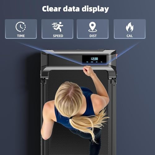 Walking Pad Treadmill for Home   Folding Treadmills with Handle Bar Portable Compact Fold up Indoor Foldable Handles Electric Walk Pads Small Spaces Mini Running Quiet Under Bed Office