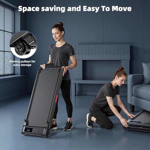 Walking Pad Treadmill for Home   Folding Treadmills with Handle Bar Portable Compact Fold up Indoor Foldable Handles Electric Walk Pads Small Spaces Mini Running Quiet Under Bed Office