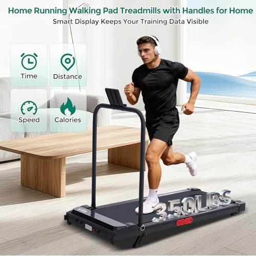 Walking Pad Treadmill with Handle Bar and Incline  0 6 7 6MPH Electric Under Desk Treadmill for Home Small  350LBS Mini Small Treadmills with Handles  3 0HP Portable Treadmills for Home Exercising