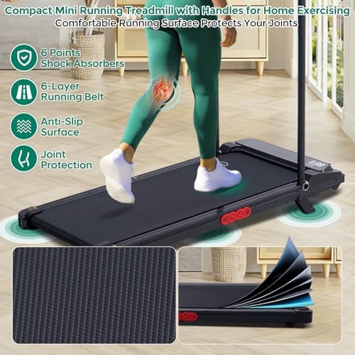Walking Pad Treadmill with Handle Bar and Incline  0 6 7 6MPH Electric Under Desk Treadmill for Home Small  350LBS Mini Small Treadmills with Handles  3 0HP Portable Treadmills for Home Exercising