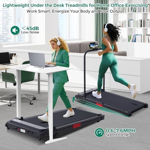 Walking Pad Treadmill with Handle Bar and Incline  0 6 7 6MPH Electric Under Desk Treadmill for Home Small  350LBS Mini Small Treadmills with Handles  3 0HP Portable Treadmills for Home Exercising