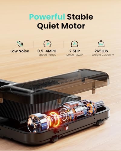 Walking Pad  Under Desk Treadmill with Incline for Home Office 2 5HP Portable Walking Treadmill with 265 Lbs Weight Capacity Walking Machine  Remote Control  LED Display