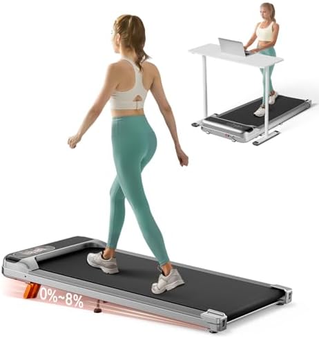 Walking Pad  Under Desk Treadmill with Incline for Home Office 2 5HP Portable Walking Treadmill with 265 Lbs Weight Capacity Walking Machine  Remote Control  LED Display