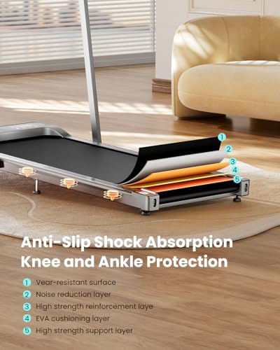 Walking Pad  Under Desk Treadmill with Incline for Home Office 2 5HP Portable Walking Treadmill with 265 Lbs Weight Capacity Walking Machine  Remote Control  LED Display