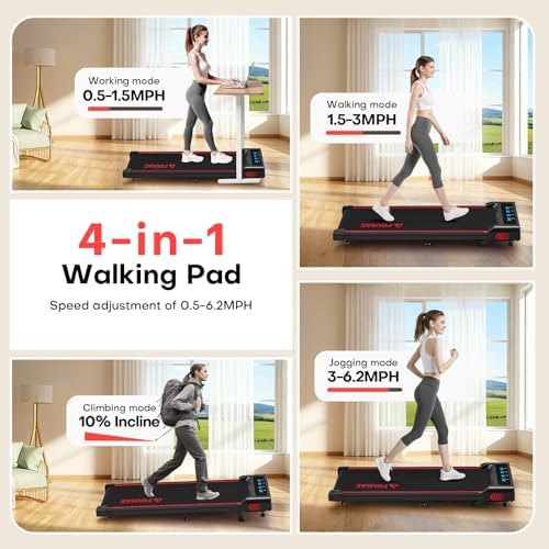 Walking Pad with 10  Incline Treadmills for Home  4 in 1 6 2MPH Walking Pad Under Desk Treadmill with Full Screen LED Display  2 75HP Brushless Drive  12 HIIT Programs  350 LBS Weight Capacity