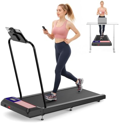Walking Treadmill Pad with Handle Bar  Silent and Foldable Fitness Equipment  Treadmill with 4 in 1 Modes  Easy Assembly  Portable Home Gym Equipment