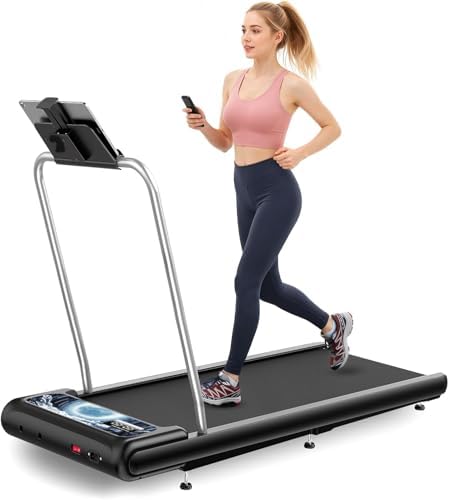 Walking Treadmill Pad with Handle Bar  Silent and Foldable Fitness Equipment  Treadmill with 4 in 1 Modes  Easy Assembly  Portable Home Gym Equipment