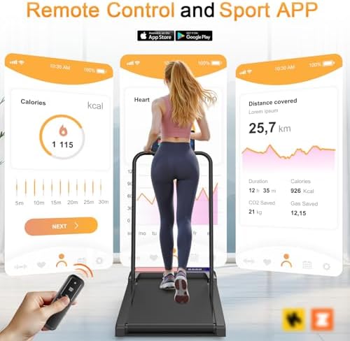 Walking Treadmill Pad with Handle Bar  Silent and Foldable Fitness Equipment  Treadmill with 4 in 1 Modes  Easy Assembly  Portable Home Gym Equipment